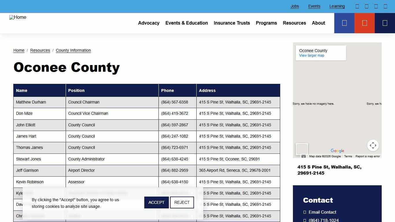 Oconee County South Carolina Association of Counties